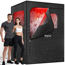 WQVOX Double Infrared Steam Sauna, Portable Infrared Sauna, Enlarged Size and Two 3L Steamers, Two Upgrade Chairs, Infrared Sauna Room with 660 & 850nm Red Light Therapy, 72 "x 50" x 36 ", Black