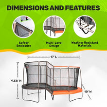 JumpKing 10'x17' Oval Trampoline with Basketball Hoop & Toss Game Black/Orange
