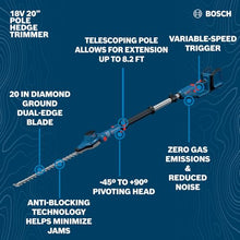 BOSCH GHE18V-50TPN18X 18V 20 in. Pole Hedge Trimmer with 8.2 Ft. Telescopic Pole and Pivoting Head is a Cordless Trimmer (Battery and Charger Included Kit)