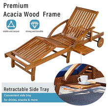 Merax Patio Chaise Lounge Chair with Cushion Set of 4, 78'' Adjustable Reclining Chaise with 4-Positions Backrest, Outdoor Lounge Chair with Rolling Wheels & Cup Holder for Poolside, Deck, Navy Blue