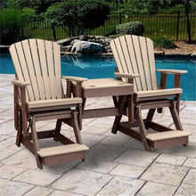 American Furniture Classics OS Home and Office Model 516WWTB-K Double Balcony Height Glider with Center Table in Weatherwood and Tudor Brown