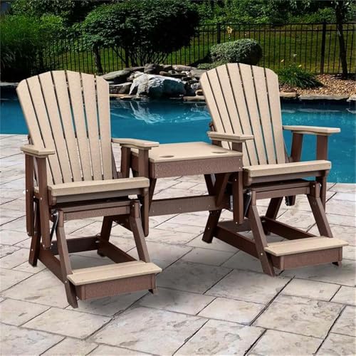 American Furniture Classics OS Home and Office Model 516WWTB-K Double Balcony Height Glider with Center Table in Weatherwood and Tudor Brown