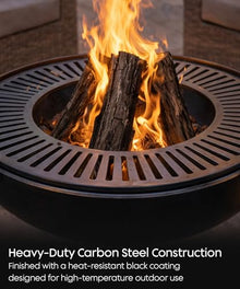 eldimer no.04 - Wood Burning Carbon Steel Fire Pit 23.6" - Industrial Outdoor Fire Bowl for Backyard and Patio