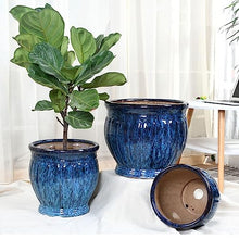 thalo Planter Pots Blue Handmade Ceramic Flower Pot Garden Outdoor Coffee Table Decoration Large Flower Pot Plant Container Accessories (Color : A, Size : Large)