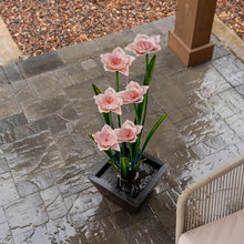 XBrand 39" Tall Multicolored Metal Sculptural Flower Multi-Tier Freestanding Outdoor Water Fountain with LED Lights