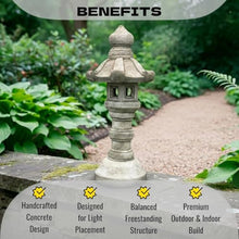 OLOMA Concrete Japanese Pagoda Lantern Garden Statue Outdoor Sculpture Cement Zen Lantern Figurine Patio Decor Yard Ornament Lawn Accent Landscape Lantern lover gift