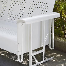Afuera Living Metal Gliding Patio Loveseat, 32.5 x 48.75 x 28 in, White Powder-Coated Steel, Retro Outdoor Furniture, Smooth Rocking Mechanism, Weatherproof UV and Rust Resistant Balcony or Porch