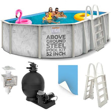 Hollowell Industries - Manufacturers of Doughboy Pools, 18’ x 33’ Oval Swimming Pool Above Ground, 52” Steel Wall Pool Kit - Includes Pool Liner, Sand Filter, Pump, and Skimmer - Made in USA