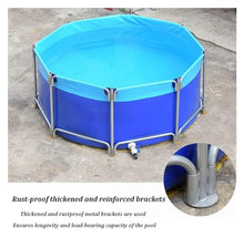 JINMLBO Pool Above Ground, Canvas Fish Pond Pool with Metal Bracket Round Large Fold Aquarium Children's Pool Fish Tank for Koi Culture Agricultural Irrigation (Color : Blue, Size : 2.5x1.2m)