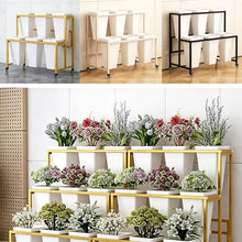 Plant Cart 2 Tier Flower Display Stand With 6White Buckets For Florist