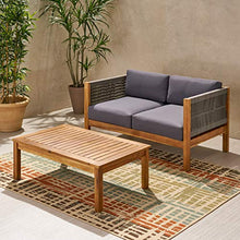 GDFStudio Noble House Laurel 2 Piece Outdoor Loveseat Set in Gray
