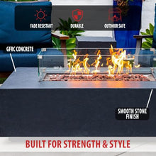 AMS 55" Concrete Propane Fire Pit Table with Tank Cover (Wavy Dark Gray)