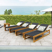 Outdoor Mesh and Wood Lounge (Set of 4) Black Solid Transitional Water Resistant