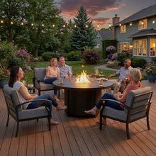Kurapika Propane Round Fire Pit Table 48in, 40,000 BTU Auto-Ignition Round Gas Fire Pits, CSA Certification, Wider Desktop Round Fire Tables with Windshield, White Stone and Lid, for Outside Patio