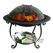 32Cm Diamete Fire Pit - Outdoor Fire Large Bonfire Wood Burning Patio Coal Grill Firepit for Outside Grill Charcoal Smokeless Grill with Spark Screen Poker and Fireplace Cover Black
