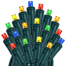 Novelty Lights 24-Pack, 25 Feet 50 LED Multicolor Christmas Mini Light String on Green Wire, 5mm Wide Angle Bulbs, Connectable, Indoor/Outdoor Decor, UL Listed