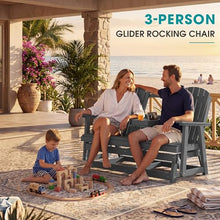 SERWALL 3 Seat Porch Glider Bench with Cup Holdersi and Pad Placement,Gray