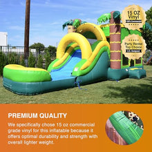 JumpOrange Commercial Inflatable Tropical Aloha Bounce House with Slide and Blower Aloha Tropical Mega 5-in-1 Wet/Dry Combo