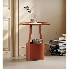CHmrfvqtus Couch Side Table Nordic Sofa Side Table Saddle Leather Living Room Home Balcony Storage Small Round