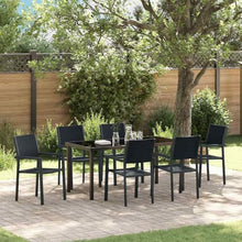LKJephalotrope 7-Piece Patio Dining Set, Black Powder-Coated Steel Outdoor Dining Table and 6 Chairs, Modern Garden Furniture Set for Backyard, Deck and Porch