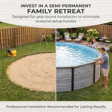 Blue Wave Montilla 18-ft Round 52-in Deep Hard Sided Steel Wall Above Ground Pool with 6-in Top Seats, 5-in Verticals, Skimmer & Vinyl Liner - 7,200 Gallon Capacity for Family Swimming & Recreation