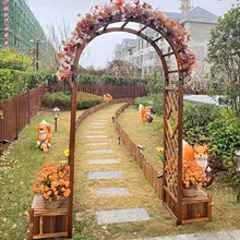 OREKPOT Wooden Garden Arbor, Decoration Arch Trellis with Gate, Outdoor Wedding Arch for Ceremony Party Backyard Lawn Yard Climbing Vines，160cm/63in
