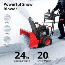 PowerSmart 24-Inch Self-Propelled Two-Stage Gas Snow Blower with 208cc B&S Engine, Electric Start, 13-Inch Snow Tires, Handle Warmer, and LED Lights