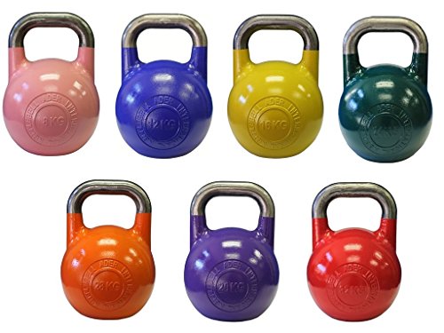Ader Sporting Goods Pro-grade Int'l Kettlebell Set - 8-32kg (Pink, Blue, Yellow, Green, Orange, Purple, Red)