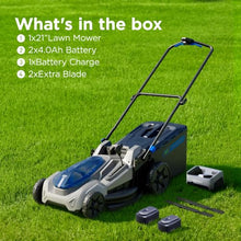 Kraftsense 40V Cordless Push Lawn Mower, 21", Brushless Motor, 2 x 4.0Ah Batteries & Charger Included, for Medium-Sized Yards