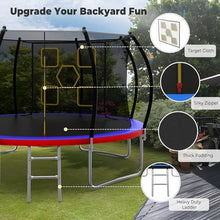 Lyromix 12FT Outdoor Trampoline with Safety Enclosure Red & Blue