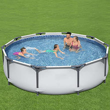 Paddling Pool Family Swimming Pool, Round Pipe Rack Pool with Filter Pump ＆ Filter Element, Backyard Pool Summer Water Games Center Inflatable Swimming Pool