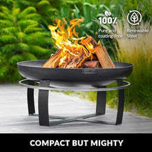 Ignition 24" Cooking Fire Pit with Powder Coated Black Cover Lid and Wood Burning Fireplace for Backyard Bonfire Campfire for Outside, Medium Outdoor Steel Firepit by Good Directions