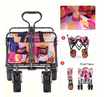 BIOMICE Collapsible Wagon Folding Garden Trolley Cart Heavy Duty Wagon Shopping Cart for Outdoor Camping Beach Pull Truck with 4 Wheels Garden Cart