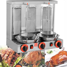 RESKIU Electric Vertical Rotisserie Machine, Gas Doner Kebab Gyro Grill Machine BBQ Vertical Broiler with Temperature Adjustment Switch, 360° Rotating Vertical Broiler Barbecue Oven,Silver-L