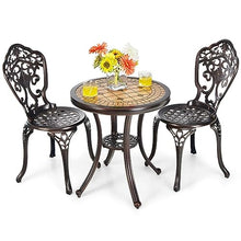 DUYHBAWRS 3PCS Patio Bistro Set Round Table Chairs All Weather Cast Aluminum Yard