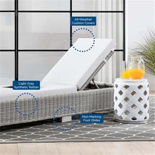 Modway Conway Outdoor Patio Wicker Rattan Chaise Lounge Light Gray White