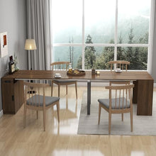 NTYUNRR 23.62”-118.11” Extendable Dining Room Table, 1-10 People Wood Long Foldable Tables with Storage Cabinet & Outlet, Space Saving Expanding Table with for Kitchen, Living Room, Party, Walnut