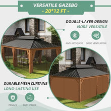 Jolydale Sonegra 12' x 20' Hardtop Aluminum Gazebo with Double Roof & Netting Brown