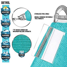 TANG 35'x35'x35' Sun Shade Sail Triangle Shade Cloth Canopy, A Ring with Steel Cable Wire Reinforcement,UV Block Heavy Duty 260 GSM for Patio Pergola Garden Deck Carport Cover, Turquoise