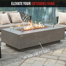AMS 60" Rectangular Concrete Natural Gas Fire Pit Table Bundle (Light Gray)