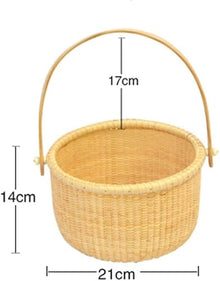 Storage Basket,Outdoor Rattan Picnic Easter Round Grocery