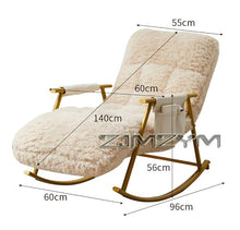 OUTIFUOSSR Metal Rocking Chair Folding Lounge Balcony Reclining with Washable Plush Cushion Chaise Adjustable Backrest