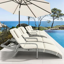 YITAHOME Patio Chaise Lounge Chair Set of 2, Wicker Chaise Lounge Outdoor Rattan Reclining Chair with Armrests/Pull-Out Cup Holder/5-position backrest/Cushion & Headrest-Beige