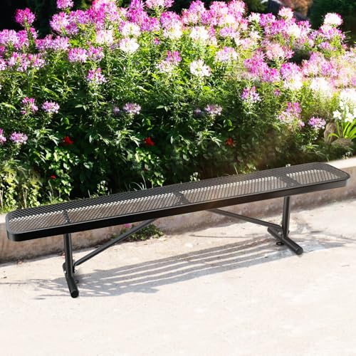 Heavy Duty Outdoor Metal Garden Park Bench, Steel Picnic Bench, Metal Mesh Outdoor Bench Porch Chair for Garden, Lawn, Patio, Porch, Park, Yard