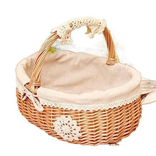 FENOKD Picnic Baskets Picnic Fruit Basket with Lid, Storage Box, Snack Tea Basket, Storage Basket and Cloth，