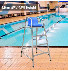 UMJIGF 120cm/150cm/180cm Tall Lifeguard Chair for Pool, Lake and Beach, Portable Outdoor Stainless Steel Barstool Pool Life Guard Chairs with Comfortable Seat for Deck Patio,Silver-H 150cm/59inch