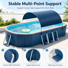 Family Outdoor Pool with Canopy, Large Hard Wall Swimming Pool