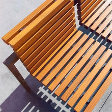 HYgloF Patio Benches Garden Backrest Bench, Wooden Chair Surface Outdoor Steel Chair, Park Terrace Leisure Wood Seating Garden Bench(Medium)