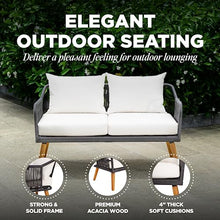 IDZO Serene Outdoor Conversation Set 4 Pieces FSC Certified Acacia Wood with Soft Cushions Cream Opal