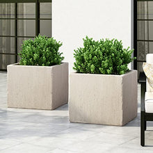 Christopher Knight Home Vanessa Outdoor Modern Large Cast Stone Square Planters (Set of 2), White